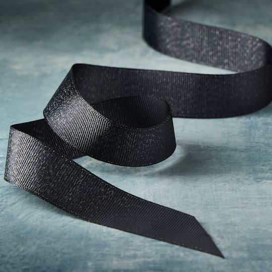 7/8" x 5yd. Black & Silver Grosgrain Ribbon by Celebrate It™ Classic